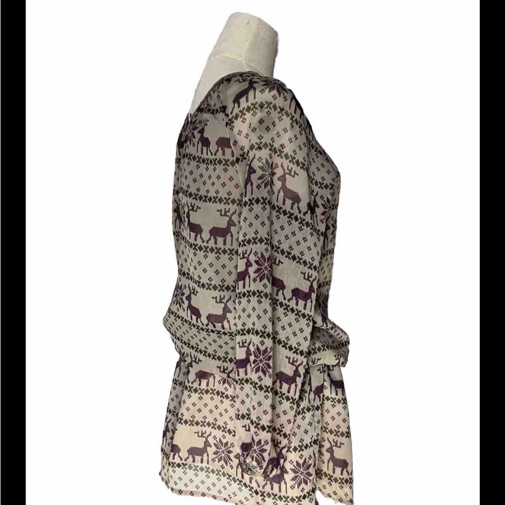 Chocol Raffine Robe • Women’s 3/4 sleeve Rain Deer Robe - Picture 3 of 13